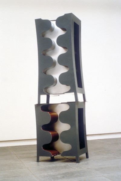 1991-1992 Dominic Hasan.&amp;nbsp;&amp;nbsp; Materials: industrial grey PVC + Pantone red and sylver adhesive + unions with nylon screws
